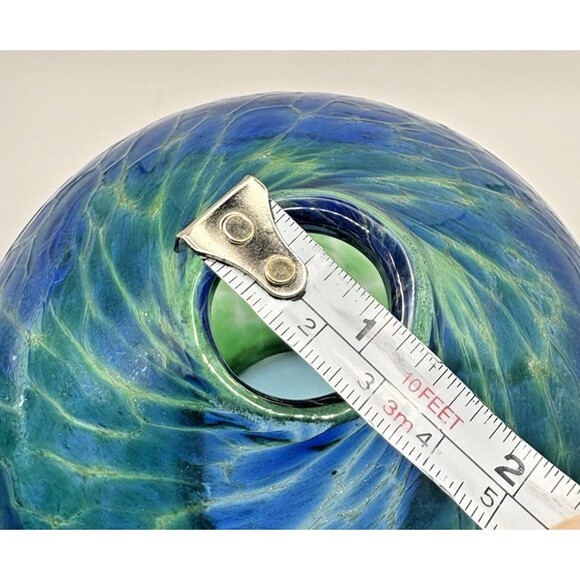 Kitras Art Glass Candle Dome Blue Green Van Glow Starry Night Luminary Used - Picture 12 of 13
